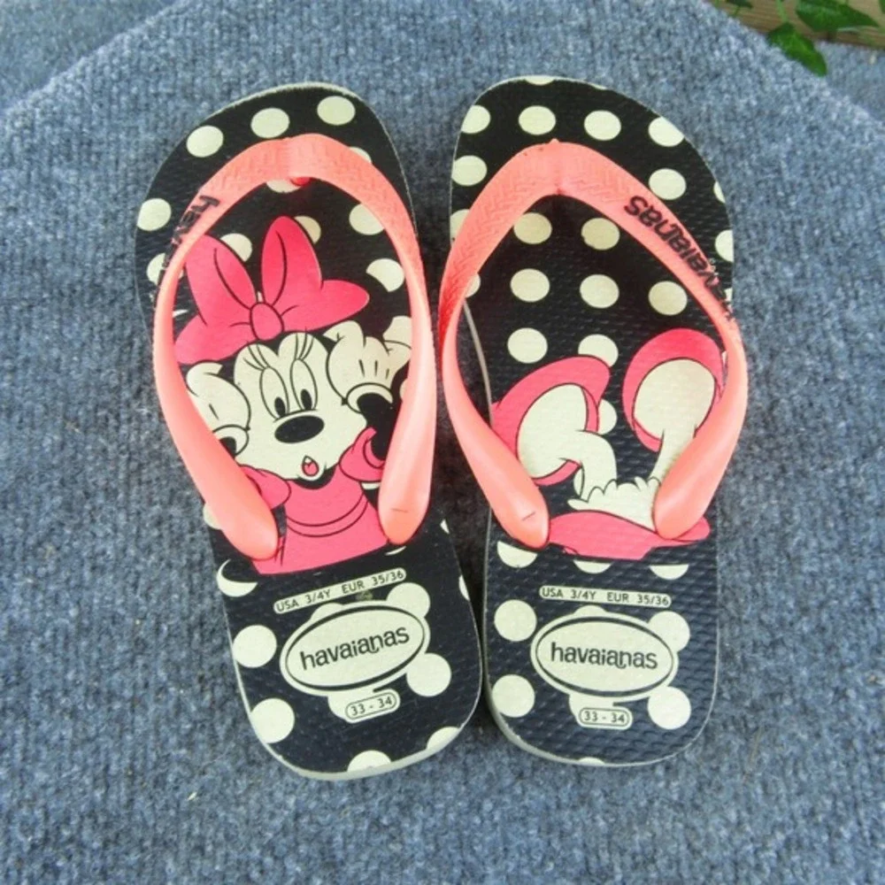 Havaianas Youth Girls Flip Flop‎ Shoes Size 3-4 Medium Pink Synthetic Slip On